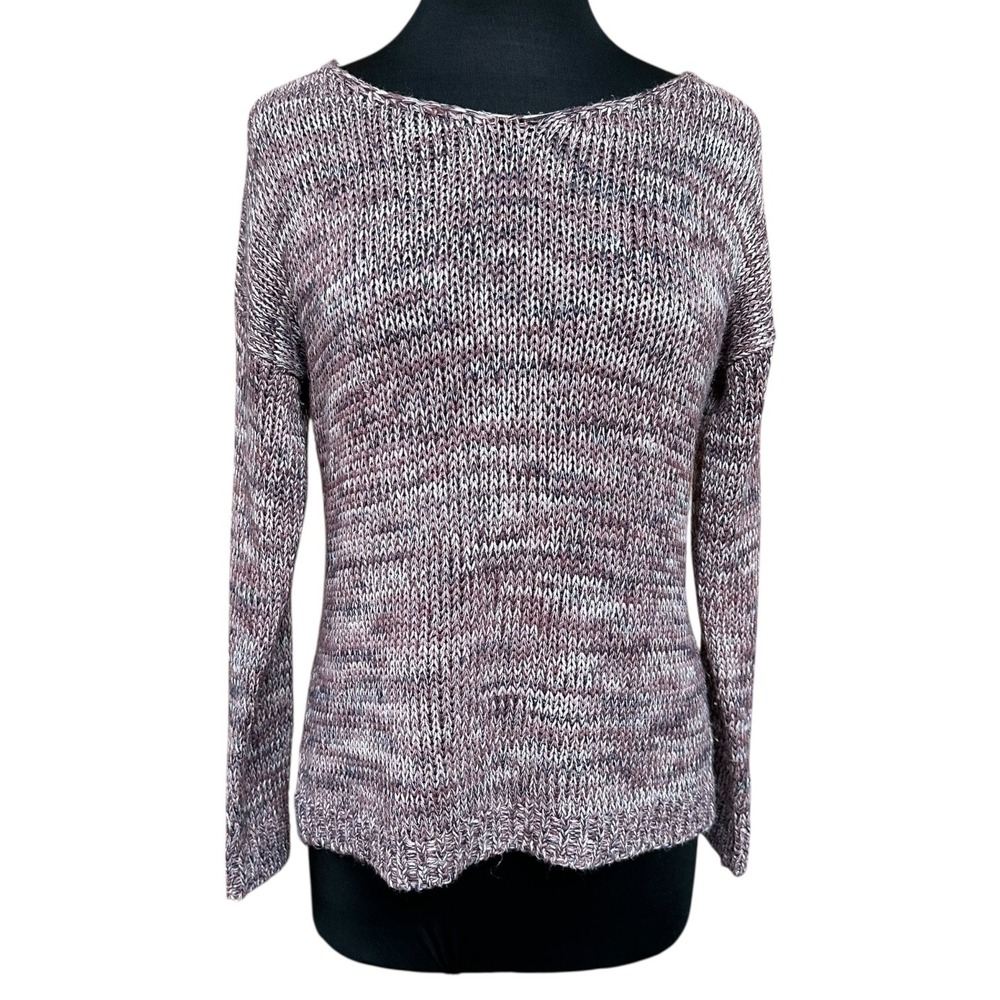 Charlotte Russe Mauve Marled Lace‎ Up Back Sweater Women's M Cozy Fall Top